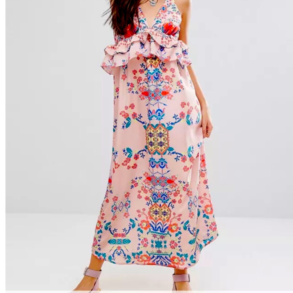 Xsp White Cove pink floral maxi dress